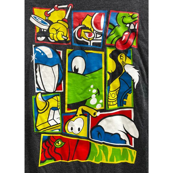 Saturday Morning Cartoons Logo VTG collage Black graphic tee mint sz L - Picture 3 of 4